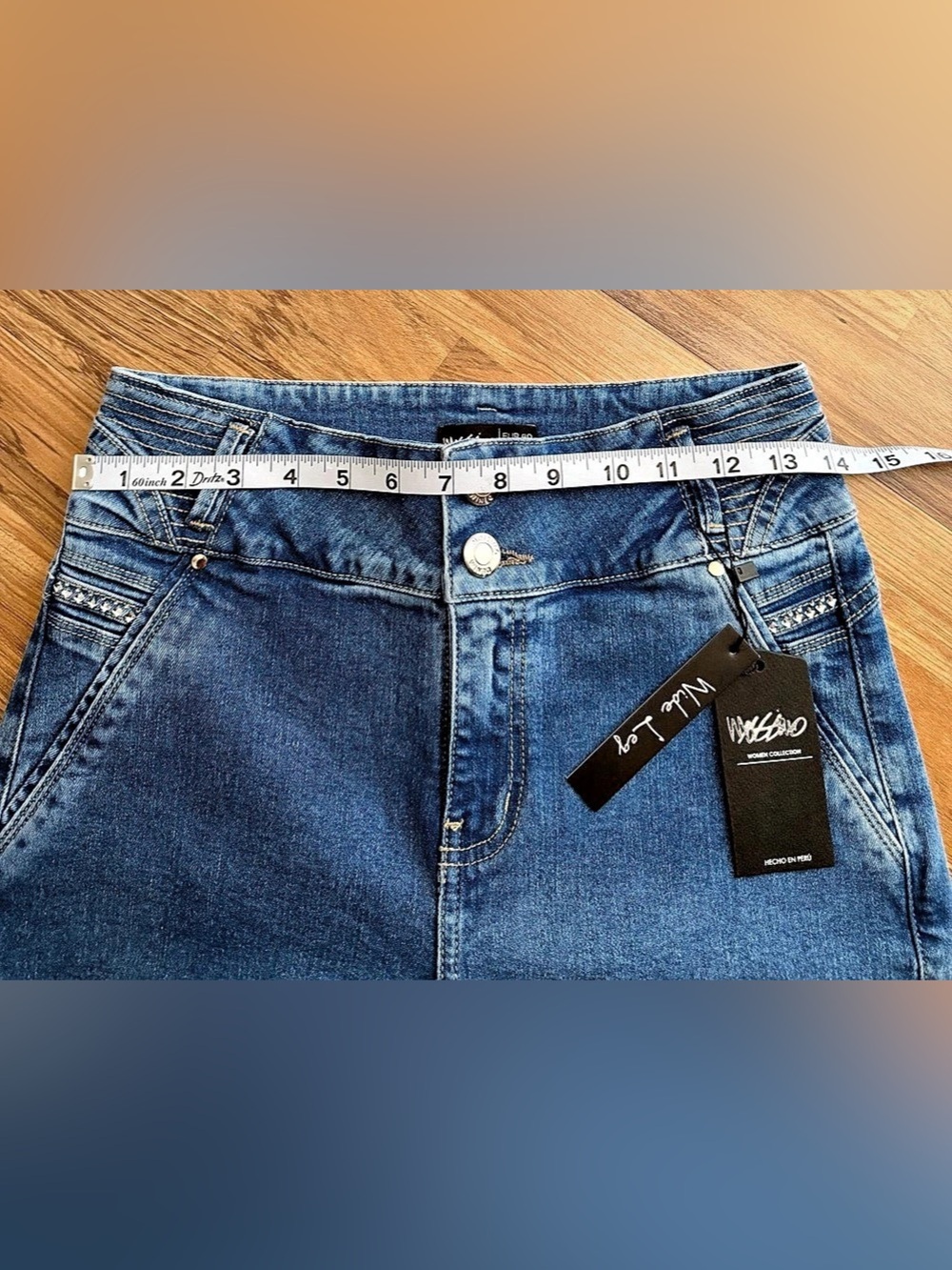 Falabella Denim Collection wide-leg jeans Wide Leg Blue Jeans Waist 27 NWT - Picture 11 of 11